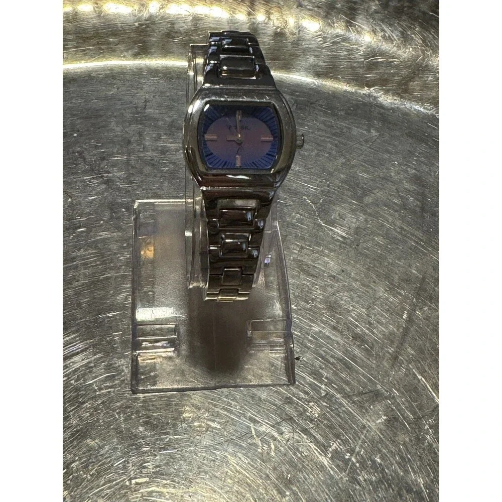 Vintage Blue & Purple-dial Fossil Women's Watch Silver-tone Es-9422